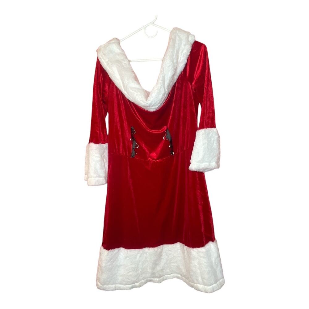 Red Faux Fur Trim Christmas Velvet Dress
